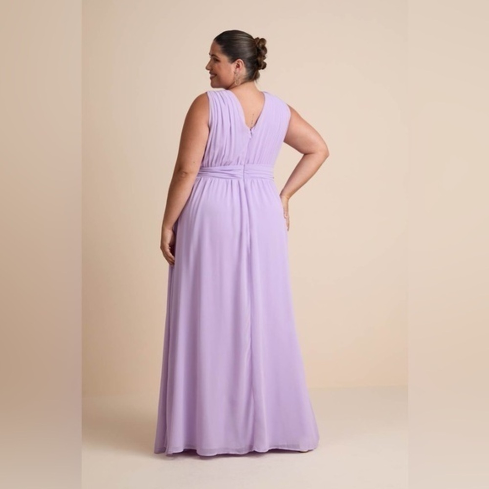 NEW Lulus Heavenly Hues Lavender Chiffon Plunge Maxi Dress Sleeveless Slit LARGE - Picture 7 of 13